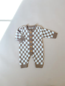 checkered button jumpsuit