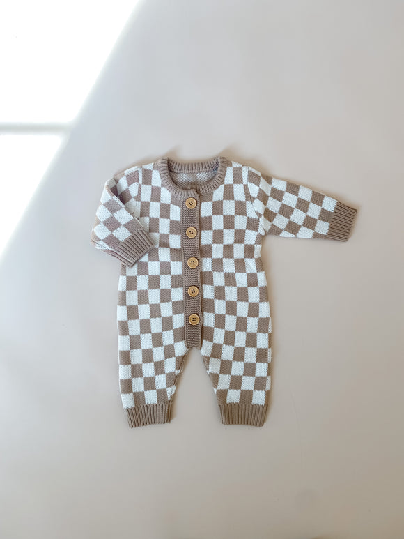 checkered button jumpsuit