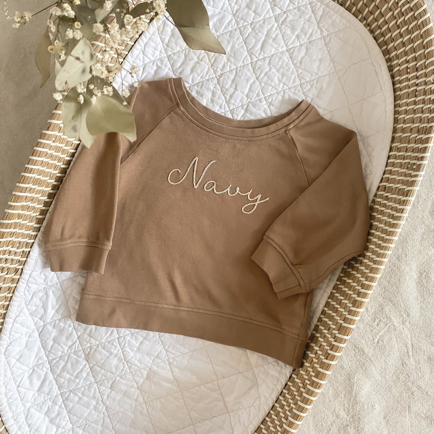 embroidered truffle pullover