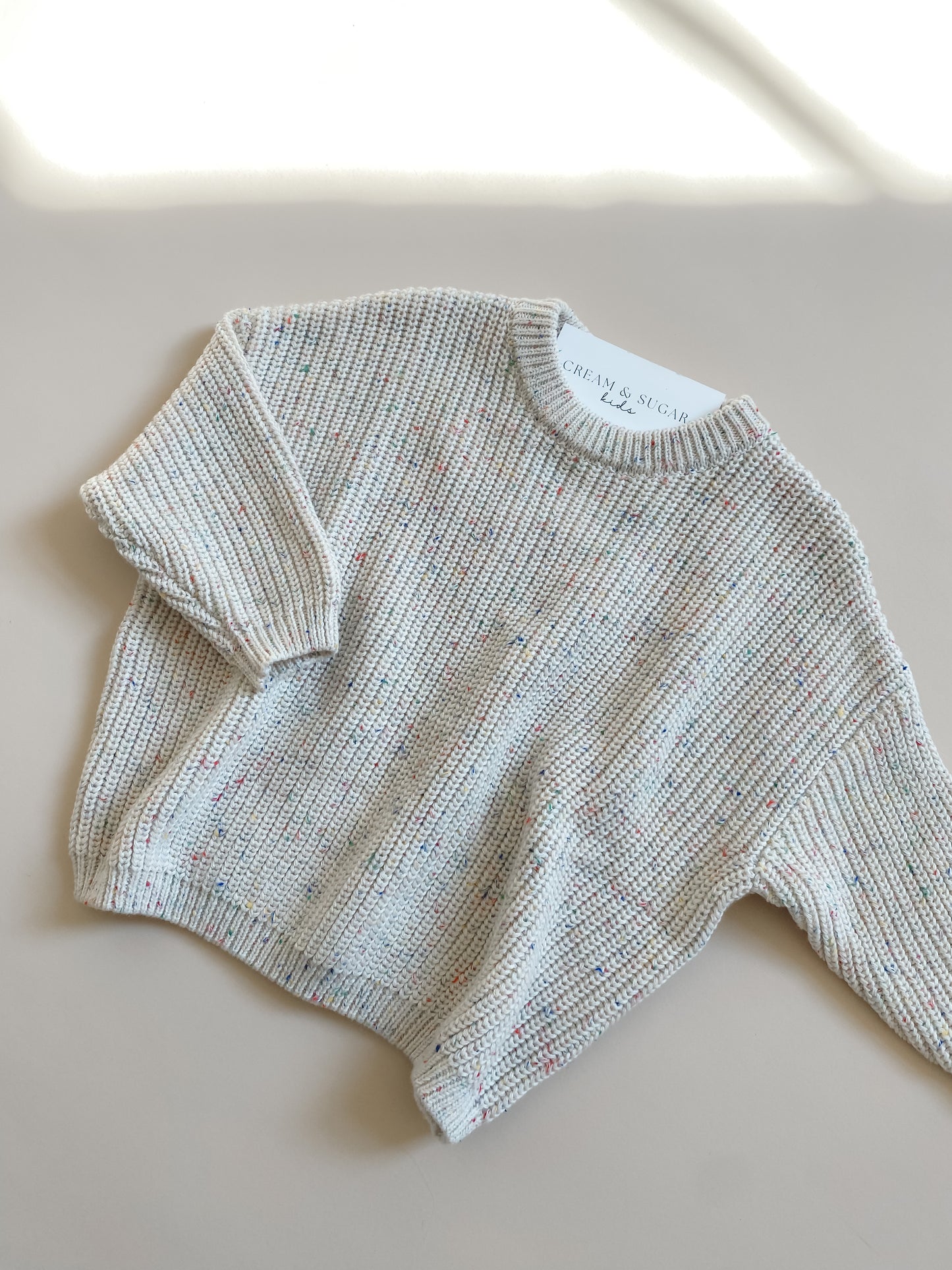 knit pullover - speckled beige