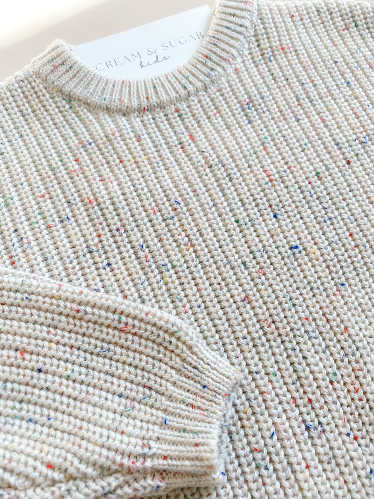 knit pullover - speckled beige